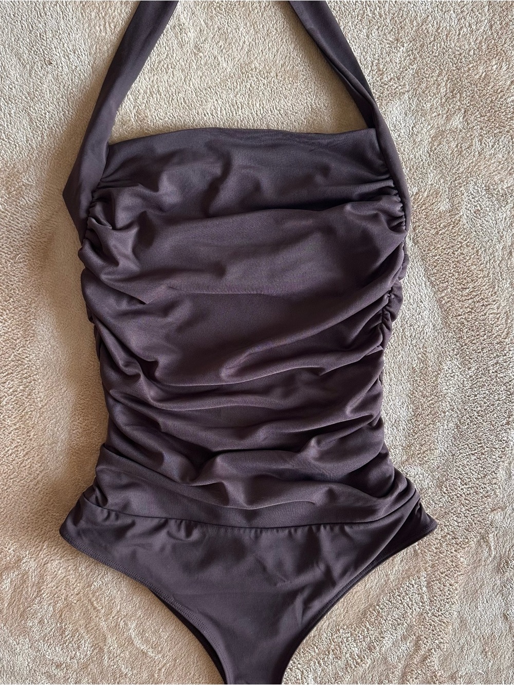 Women’s Dynamite Bare Halter Mesh Bodysuit Java Brown Medium NWT